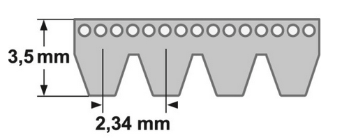 Keilriemen Profil 6Y Länge 352mm Code 352Li Höhe 4mm Breite 6mm CODE Y381 
