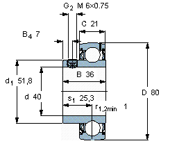 Spannlager YET209-112 ID 44,45mm AD 85mm Breite43,7mm SKF
